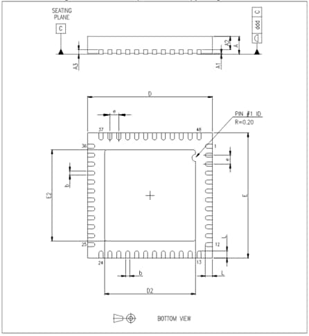 Mechanical Drawing - STMicroelectronics ST7580 Multi-Mode Power Line SoC Devices